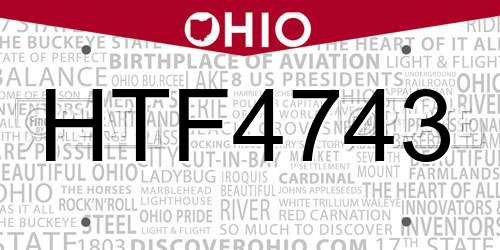 HTF4743 Ohio License Plate