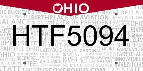 HTF5094 Ohio License Plate