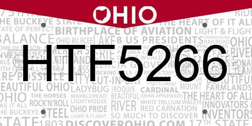 HTF5266 Ohio License Plate