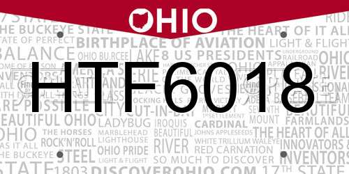HTF6018 Ohio License Plate