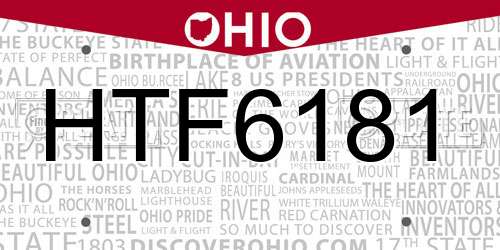 HTF6181 Ohio License Plate