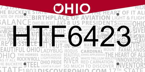 HTF6423 Ohio License Plate