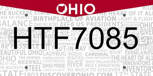 HTF7085 Ohio License Plate