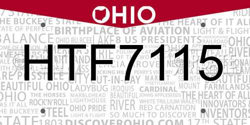 HTF7115 Ohio License Plate