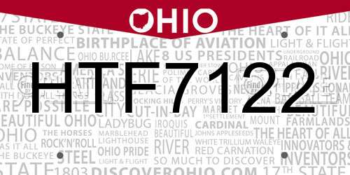 HTF7122 Ohio License Plate