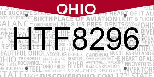 HTF8296 Ohio License Plate