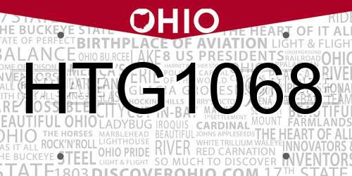 HTG1068 Ohio License Plate
