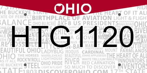 HTG1120 Ohio License Plate