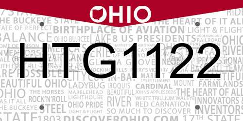 HTG1122 Ohio License Plate