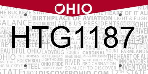 HTG1187 Ohio License Plate