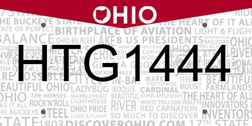 HTG1444 Ohio License Plate