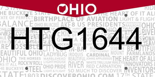 HTG1644 Ohio License Plate