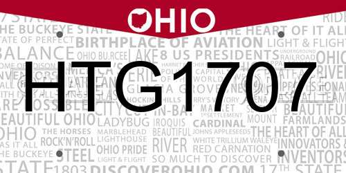 HTG1707 Ohio License Plate