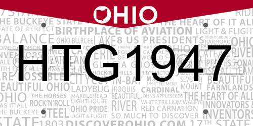 HTG1947 Ohio License Plate