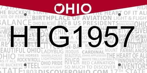 HTG1957 Ohio License Plate