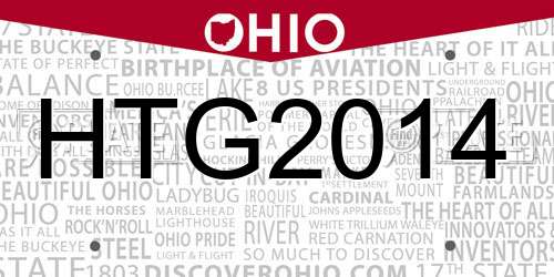 HTG2014 Ohio License Plate