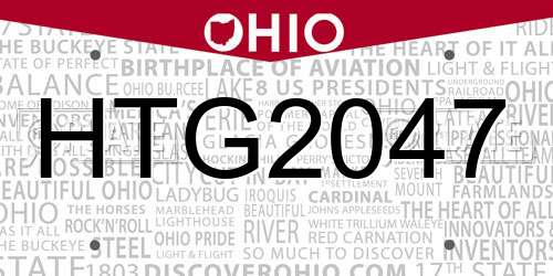 HTG2047 Ohio License Plate