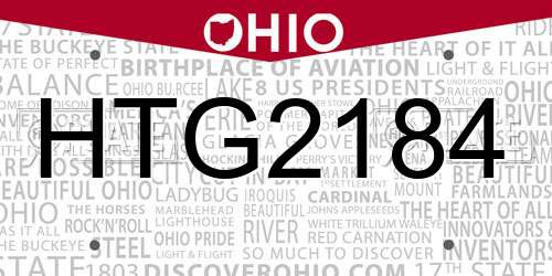 HTG2184 Ohio License Plate