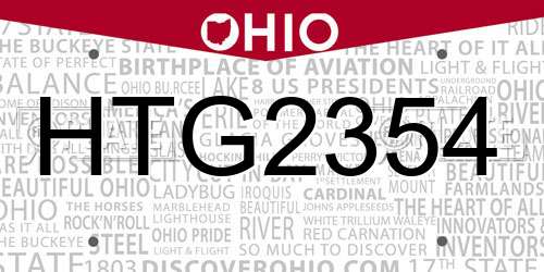 HTG2354 Ohio License Plate