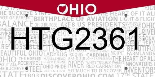 HTG2361 Ohio License Plate