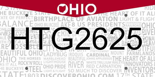 HTG2625 Ohio License Plate