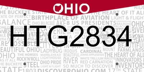 HTG2834 Ohio License Plate