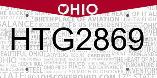 HTG2869 Ohio License Plate
