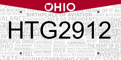 HTG2912 Ohio License Plate