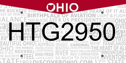 HTG2950 Ohio License Plate