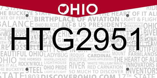 HTG2951 Ohio License Plate