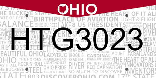 HTG3023 Ohio License Plate