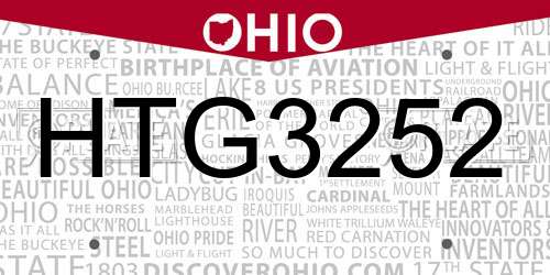 HTG3252 Ohio License Plate