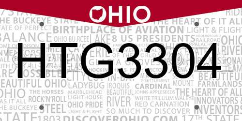 HTG3304 Ohio License Plate