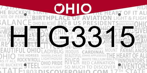 HTG3315 Ohio License Plate