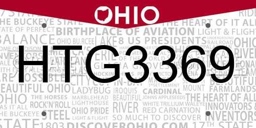 HTG3369 Ohio License Plate