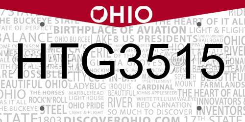 HTG3515 Ohio License Plate