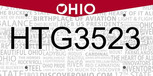 HTG3523 Ohio License Plate