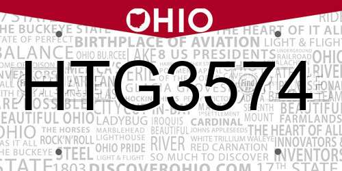 HTG3574 Ohio License Plate