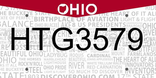 HTG3579 Ohio License Plate