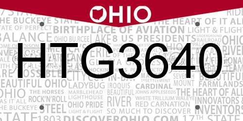 HTG3640 Ohio License Plate