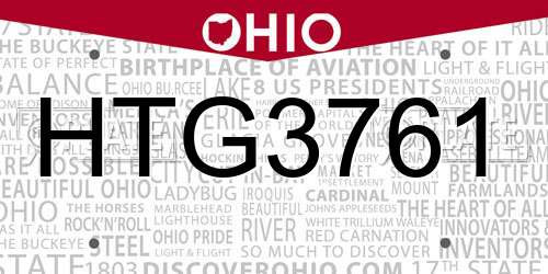 HTG3761 Ohio License Plate