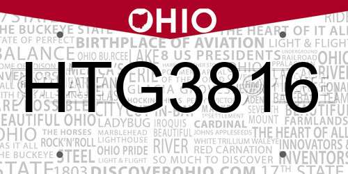 HTG3816 Ohio License Plate