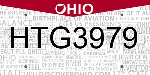 HTG3979 Ohio License Plate