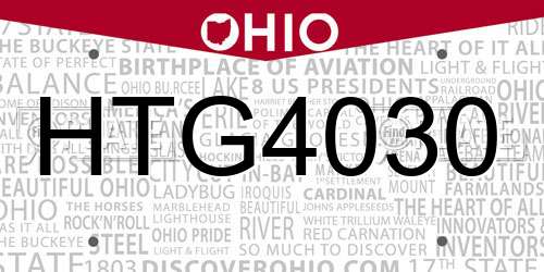 HTG4030 Ohio License Plate