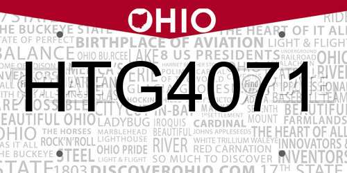 HTG4071 Ohio License Plate