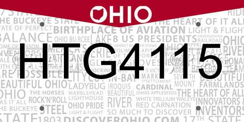 HTG4115 Ohio License Plate