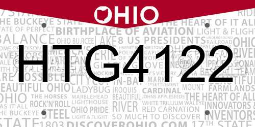 HTG4122 Ohio License Plate