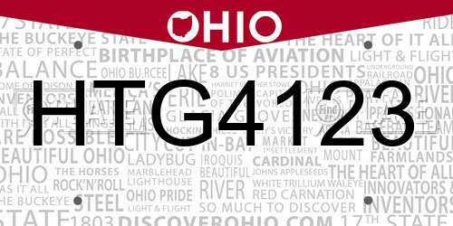 HTG4123 Ohio License Plate