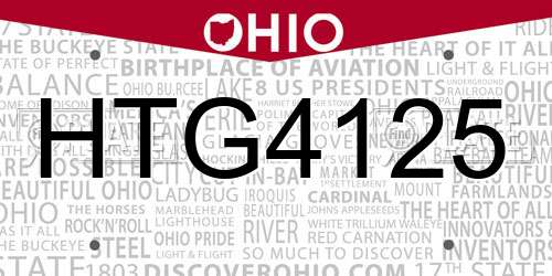 HTG4125 Ohio License Plate