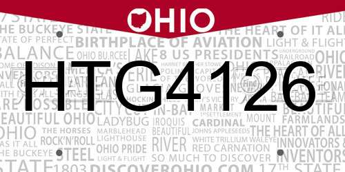 HTG4126 Ohio License Plate